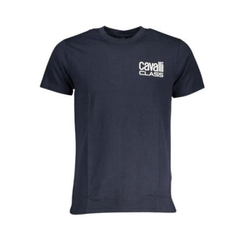 Cavalli Class Blå Bomull Logo Print T-shirt Blue, Herr