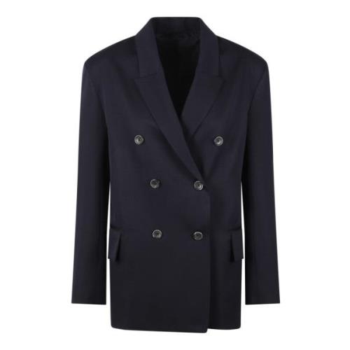 Nine In The Morning Dubbelknäppt Ull Kette Blazer Fw24 Blue, Dam