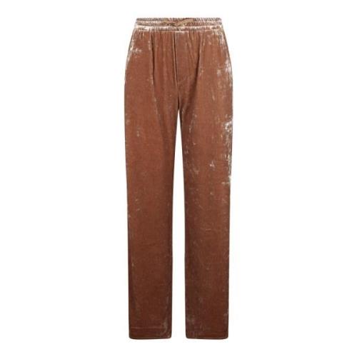 Herno Chenille Wide Leg Trousers Brown, Dam