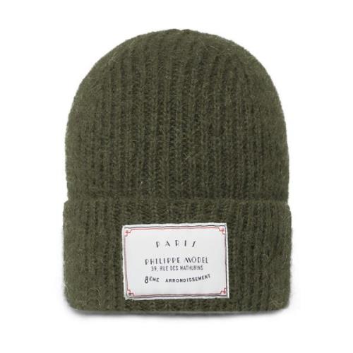 Philippe Model Mohairull Beanie med Broderad Emblem Green, Unisex