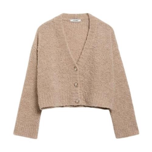 IVY OAK Mjuk Bouclé V-ringad Kofta Beige, Dam