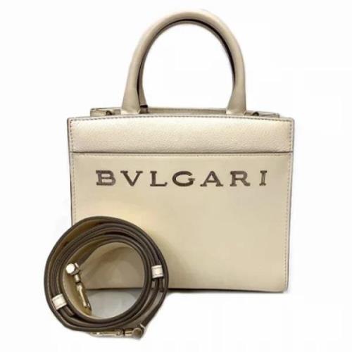 Bvlgari Vintage Pre-owned Laeder axelremsvskor Beige, Dam