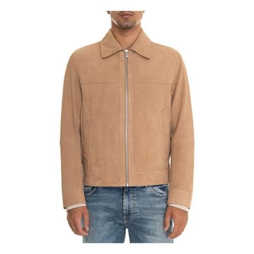 Boss Mocka Läderjacka med Topp Zip Beige, Herr