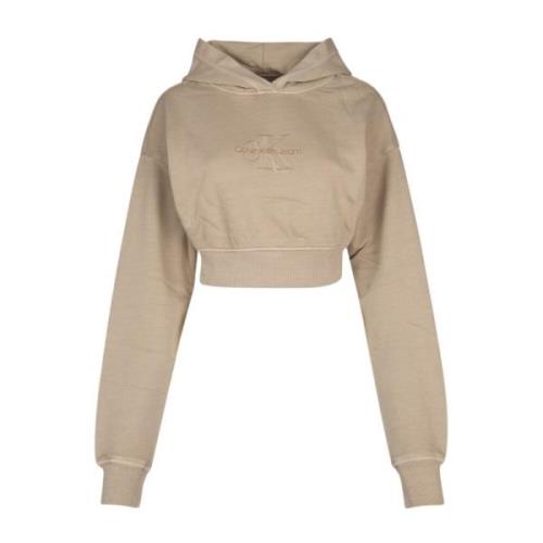 Calvin Klein Stilren Sweatshirt för Män och Kvinnor Beige, Dam