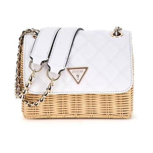 Guess Mini straw crossbody väska White, Dam