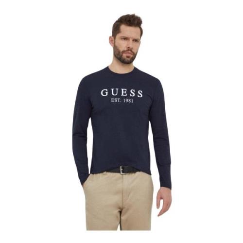 Guess Logo Print T-shirt - Blå Stretch Blue, Herr