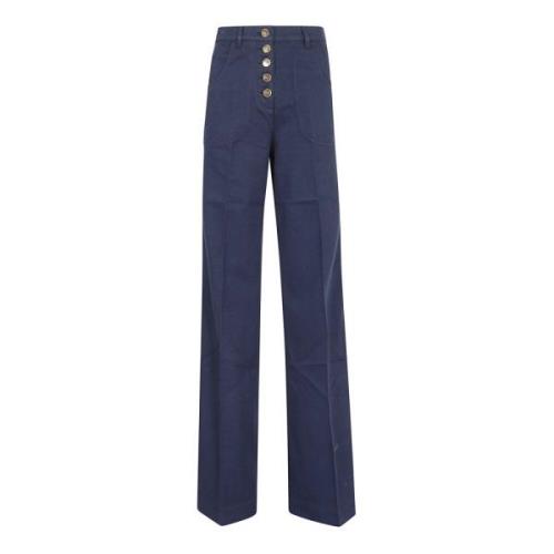 Etro Blå Blommig Högt Skuren Flare Jeans Blue, Dam