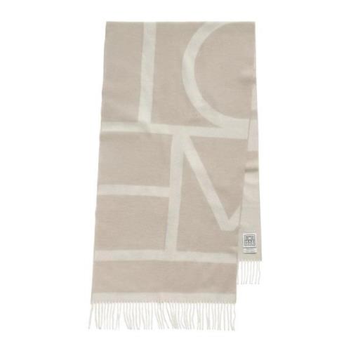 TotêMe Monogram Jacquard Ullsjaal Beige, Dam