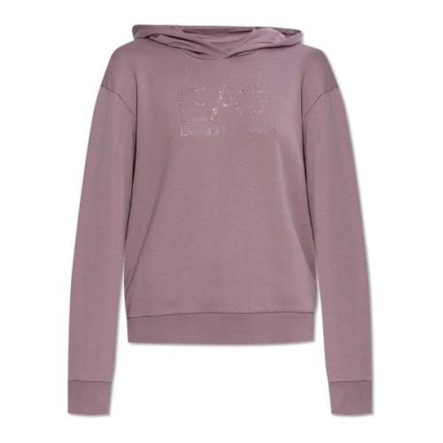 Emporio Armani EA7 Sweatshirt med Logo Purple, Dam