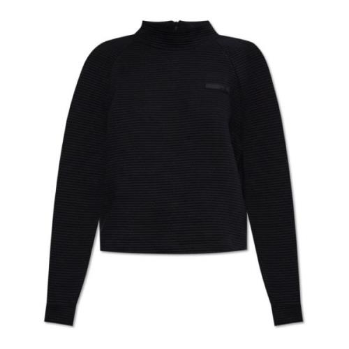 Emporio Armani EA7 Räfflad sweatshirt Black, Dam