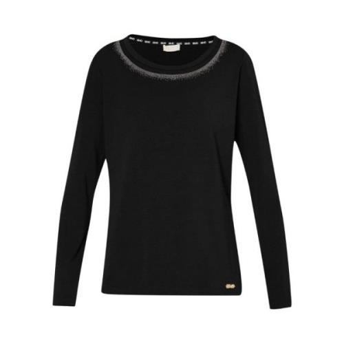 Liu Jo Logo Gemstone T-Shirt Black, Dam