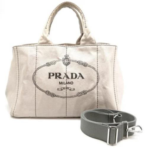 Prada Vintage Pre-owned Canvas totevskor Beige, Dam