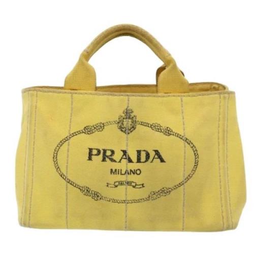 Prada Vintage Pre-owned Canvas prada-vskor Yellow, Dam