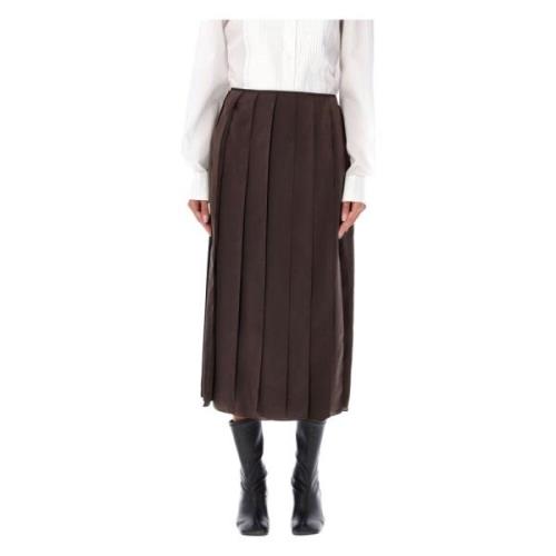 JW Anderson Chokladbrun Ribbon Hem Midi Kjol Brown, Dam