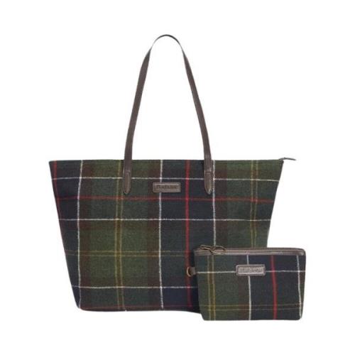 Barbour Tartan Toteväska Elegant Stil Green, Unisex