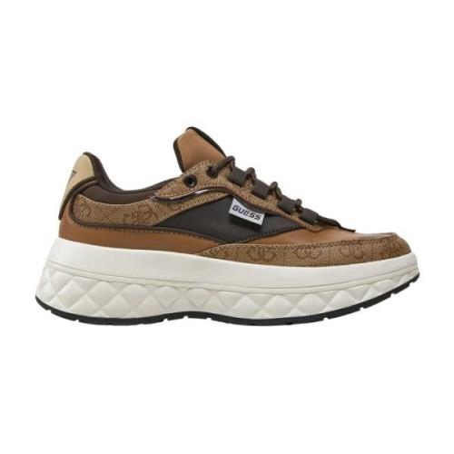 Guess Beige Brun Sneakers med Kyrki Fltkyr Fal12 Stil Brown, Herr