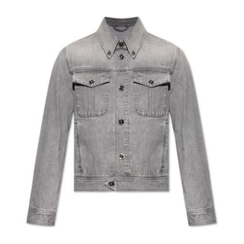 Versace Denimjacka med logotyp Gray, Herr