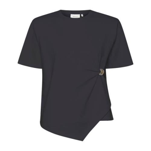 Gestuz Svart Tee Top med Sidodetalj Black, Dam