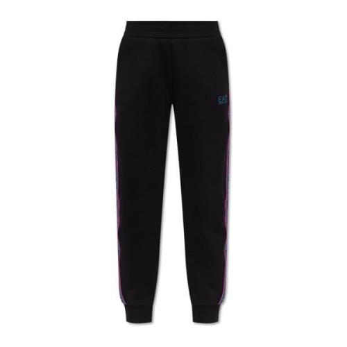 Emporio Armani EA7 Sweatpants med logotyp Black, Dam