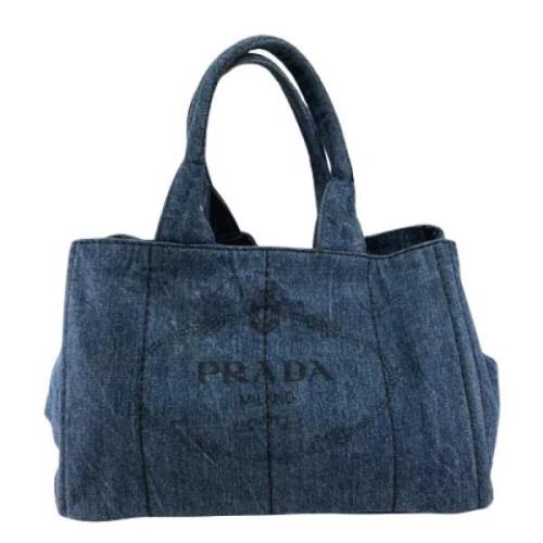 Prada Vintage Pre-owned Tyg totevskor Blue, Dam