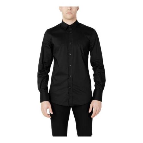 Antony Morato Svart Slim Fit Skjorta med Långa ärmar Black, Herr