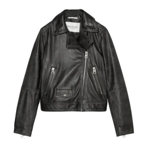 Marc O'Polo Biker läderjacka regular Black, Dam