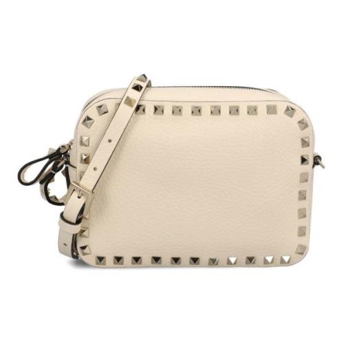 Valentino Garavani Studded Leather Bag White White, Dam