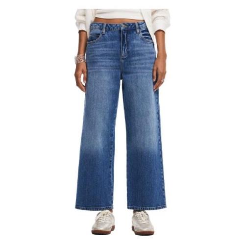 Desigual Blå Plain Damjeans Dragkedja Knapp Blue, Dam