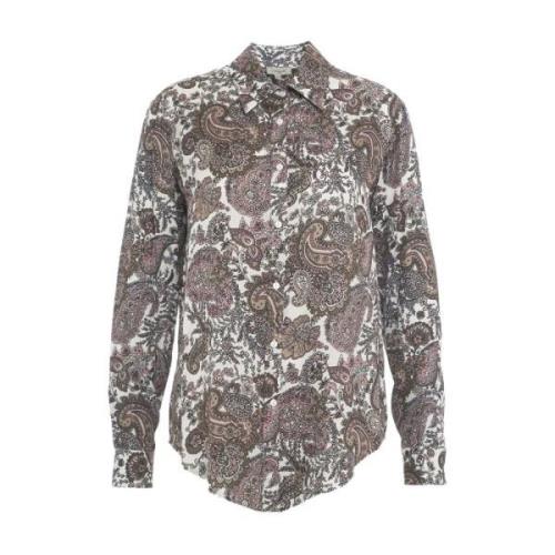 Himon's Blus med paisley print, Rundad nederkant, Långa ärmar Black, D...