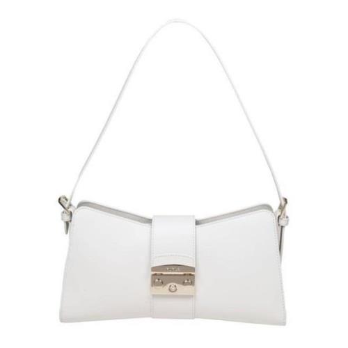 Furla Axelväska med klämfäste White, Dam