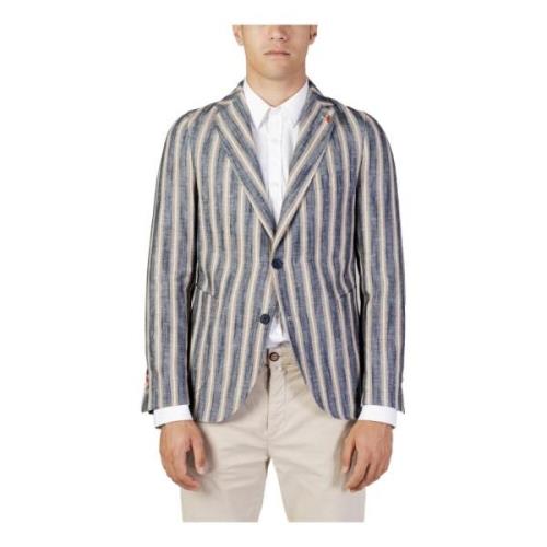 Mulish Blårandig Knapp Blazer Blue, Herr