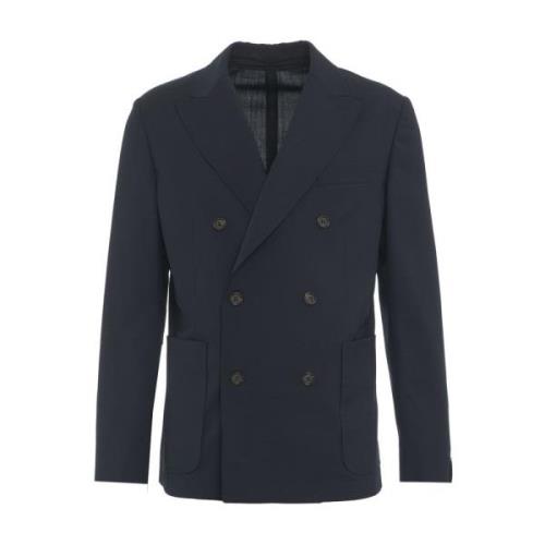 Paolo Pecora Italiensk Stil Dubbelknäppt Blazer Blue, Herr