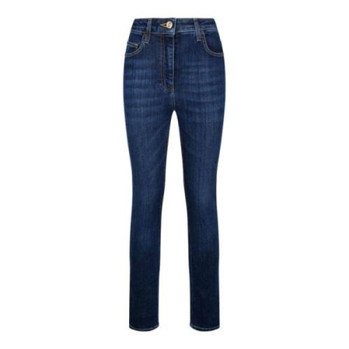 Elisabetta Franchi Blå Skinny Stretch Jeans med Guld Detaljer Blue, Da...