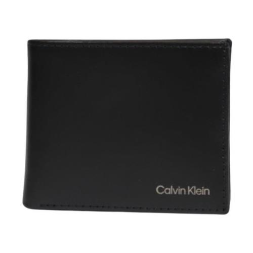 Calvin Klein Svart Läder Herr Plånbok Black, Herr