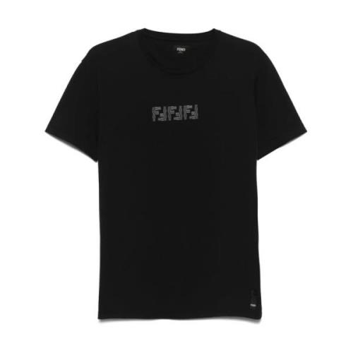 Fendi Labyrint Broderad T-shirt Svart Bomull Black, Herr