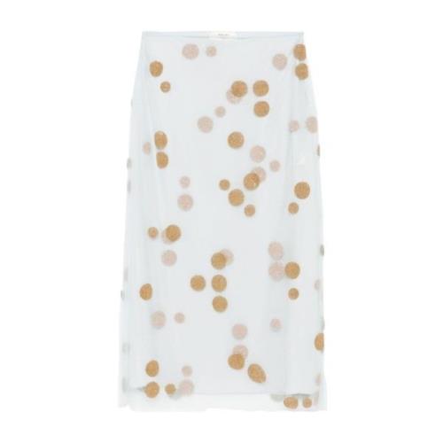 Fendi Polka Dot Tulle Midi Skirt White, Dam