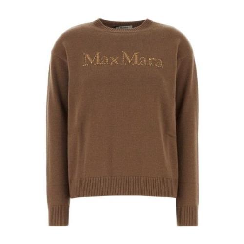 Max Mara Karamellbrun ulltröja med rund hals Brown, Dam