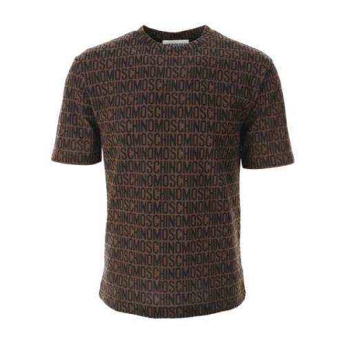 Moschino Jacquard Logo T-shirt Brown, Herr