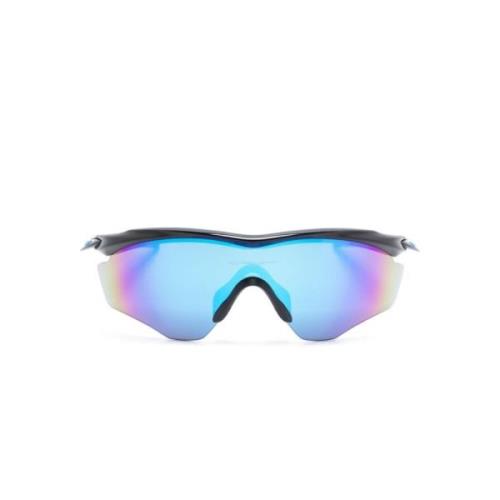 Oakley Svart Shield Solglasögon med Prizm Linser Blue, Unisex