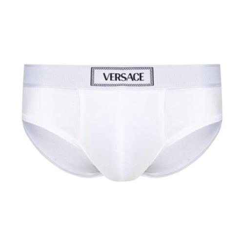 Versace Vit Bomull Slip Jersey Topp White, Herr