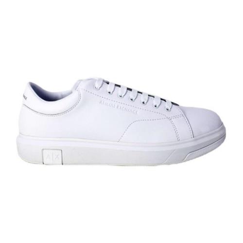 Armani Exchange Vita Läder Sneakers Snörning Stil White, Herr