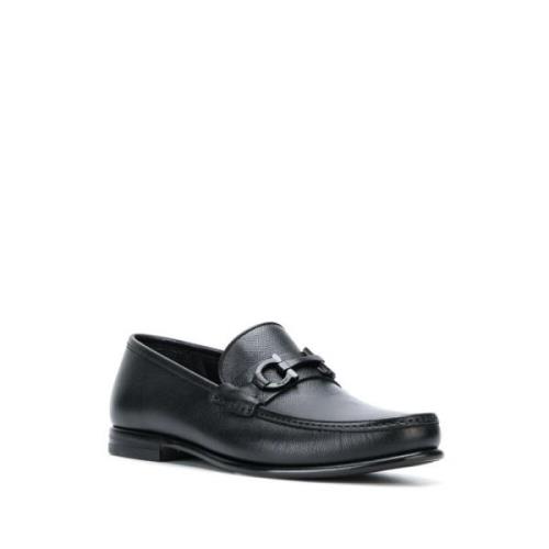 Salvatore Ferragamo Präglad Svart Kalvläderstövlar Black, Herr