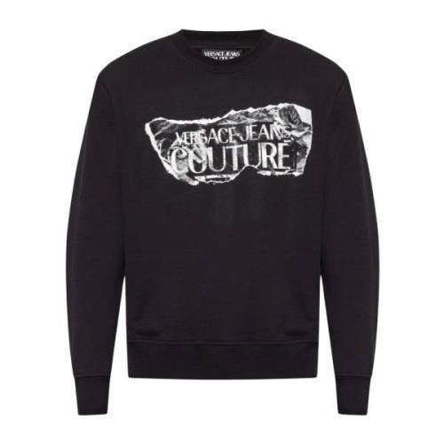 Versace Jeans Couture Logo Magazine Sweater Svart Black, Herr