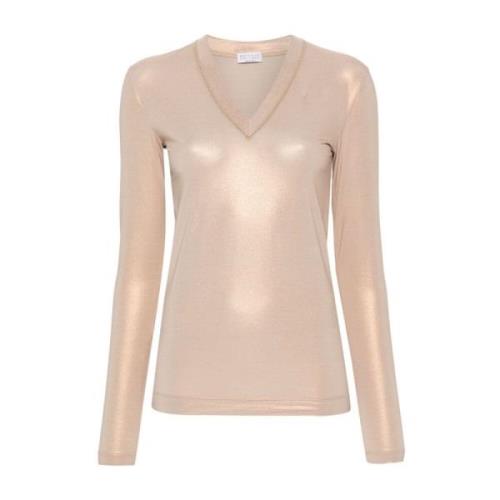 Brunello Cucinelli Lyxig Bomullsblandning T-shirts och Polos Beige, Da...