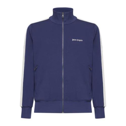 Palm Angels Navy Blue Track Jacket med Logo Blue, Herr