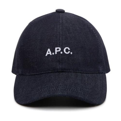 A.p.c. Broderad Logga Denim Keps Blue, Herr