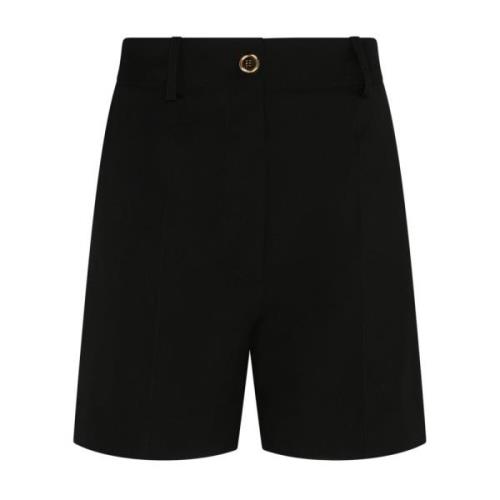 Patou Svarta ullshorts med pleather detalj Black, Dam