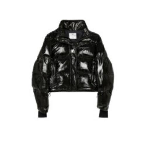 Courrèges Vinyl Puffer Jacket i Svart Black, Dam