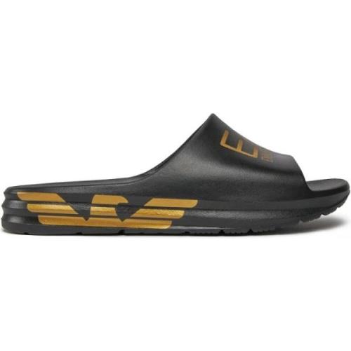 Emporio Armani EA7 Herr Slide Sandaler Komfort och Elegans Black, Herr