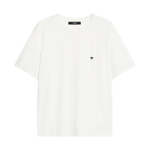 Max Mara Weekend Vit Bomull T-shirt med Fjäril Logo White, Dam